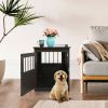 Slatted Brown Wood Dog Kennel End Table for Small Breeds