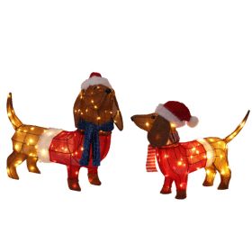Set of 2 PreLit LED Lighted Dachshund Dogs Outdoor Christmas Set of 2 PreLit LED Lighted Dachshund Dogs Outdoor Christmas