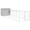 Dog House with Run Light Gray 84.3"x340.6"x71.3" Galvanized Steel