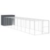 Dog House with Run Anthracite 84.3"x420.9"x71.3" Galvanized Steel