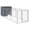 Dog House with Run Anthracite 43.3"x159.4"x43.3" Galvanized Steel