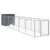 Dog House with Run Anthracite 43.3"x239.8"x43.3" Galvanized Steel