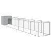 Dog House with Run Light Gray 43.3"x320.1"x43.3" Galvanized Steel