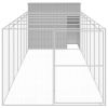 Dog House with Run Light Gray 84.3"x340.6"x71.3" Galvanized Steel