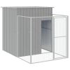 Dog House with Run Light Gray 65"x339.8"x71.3" Galvanized Steel