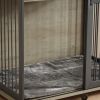 Furniture type dog cage iron frame door with cabinet, top can be opened and closed. Grey, 43.7'' W x 29.9'' D x 42.2'' H