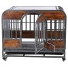 32in Heavy Duty Dog Crate, Furniture Style Dog Crate with Removable Trays and Wheels for High Anxiety Dogs