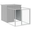 Dog House with Run Light Gray 43.3"x480.7"x43.3" Galvanized Steel