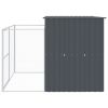 Dog House with Run Anthracite 84.3"x99.6"x71.3" Galvanized Steel