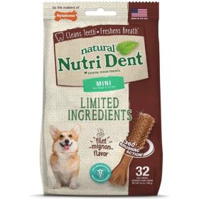 Nylabone Natural Filet Mignon Breath Dog Dental Chews (Option: Limited Ingredients  Mini  32 Count)