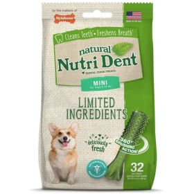 Nylabone Nutri Dent Natural Dog Dental Chews for Fresh Breath (Option: Limited Ingredients  Mini  32 Count)