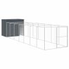 Dog House with Run Anthracite 84.3"x340.6"x71.3" Galvanized Steel