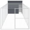 Dog House with Run Anthracite 84.3"x340.6"x71.3" Galvanized Steel