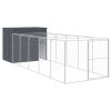 Dog House with Run Anthracite 84.3"x260.2"x71.3" Galvanized Steel